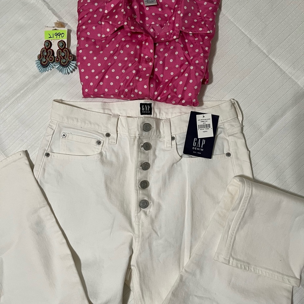 GAP White Button-Fly Jeans
